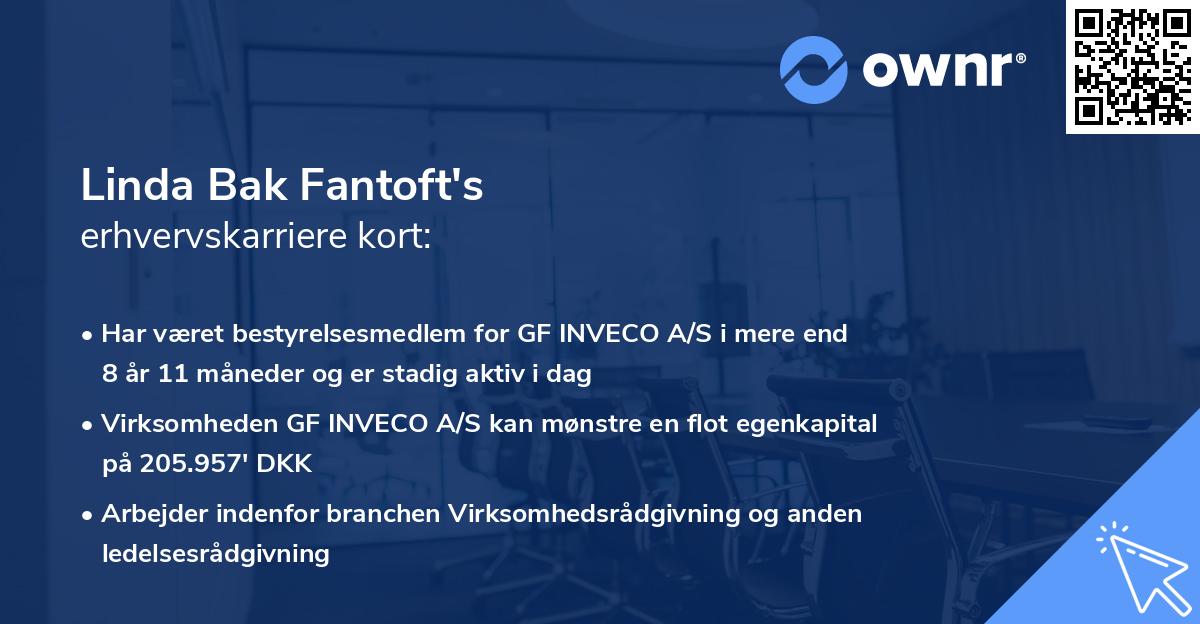 Linda Bak Fantoft's erhvervskarriere kort