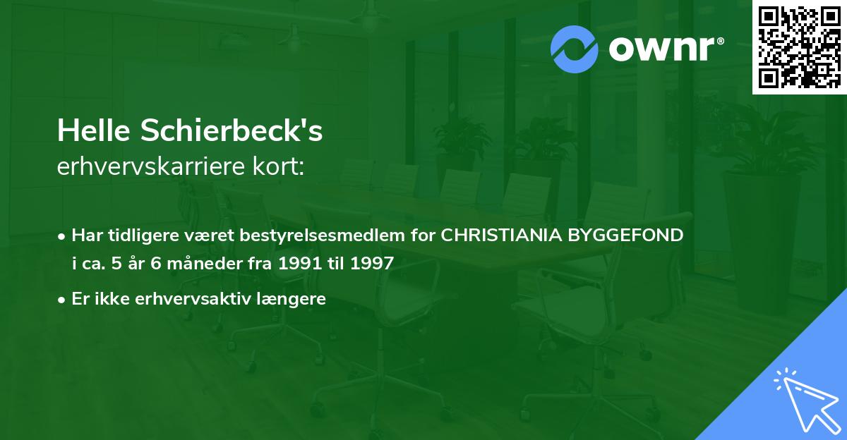 Helle Schierbeck's erhvervskarriere kort