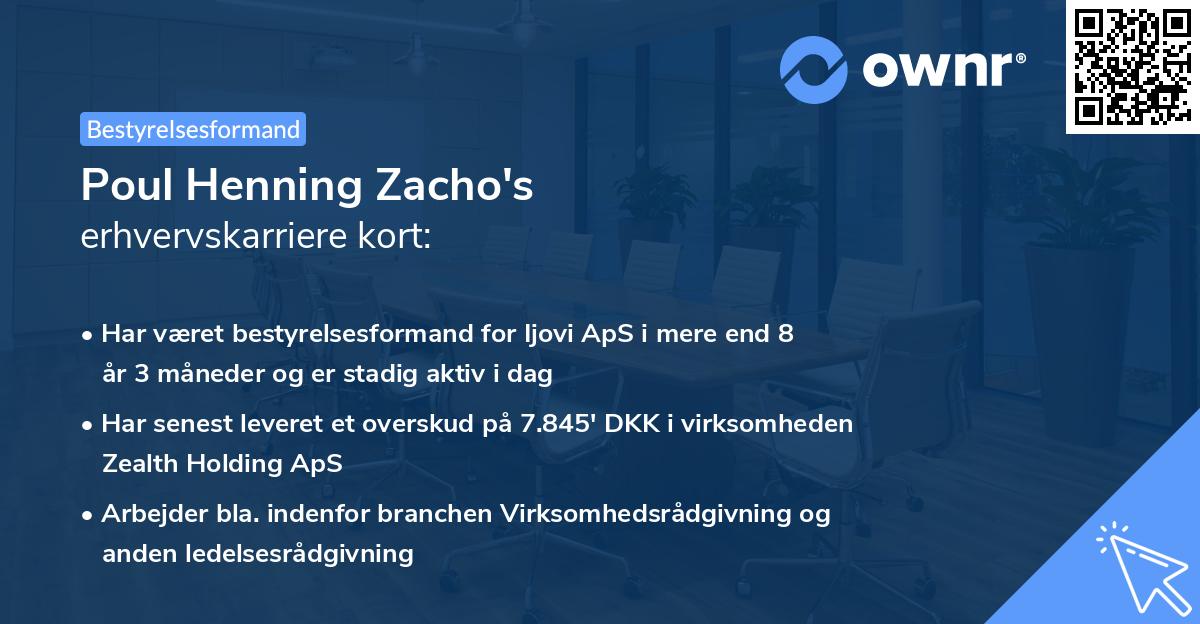 Poul Henning Zacho's erhvervskarriere kort