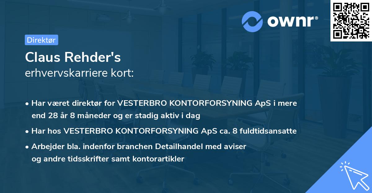 Claus Rehder's erhvervskarriere kort