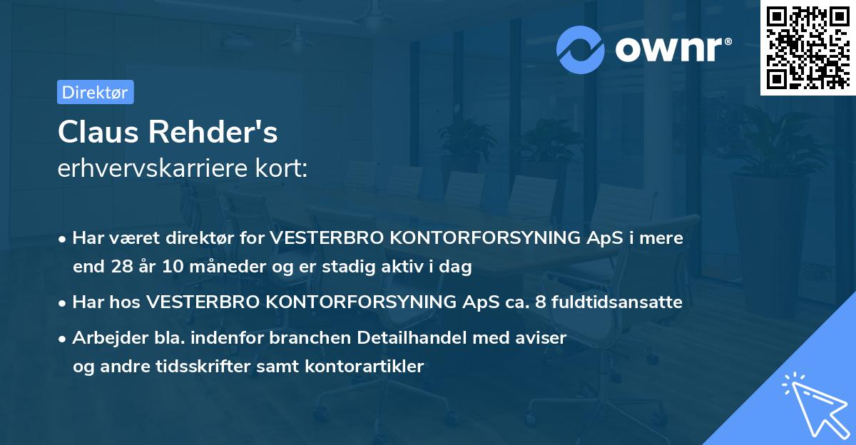 Claus Rehder's erhvervskarriere kort