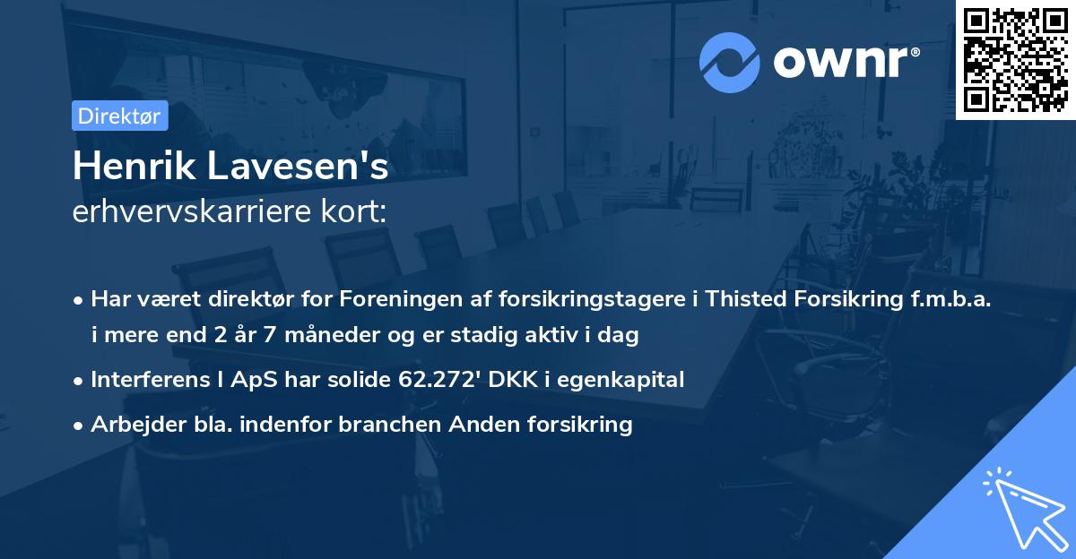 Henrik Lavesen's erhvervskarriere kort