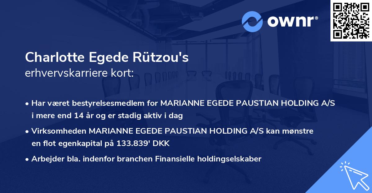 Charlotte Egede Rützou's erhvervskarriere kort