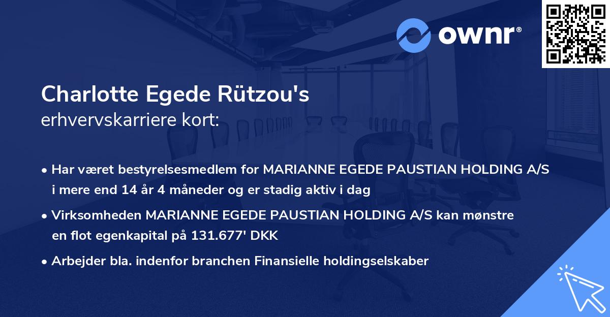 Charlotte Egede Rützou's erhvervskarriere kort