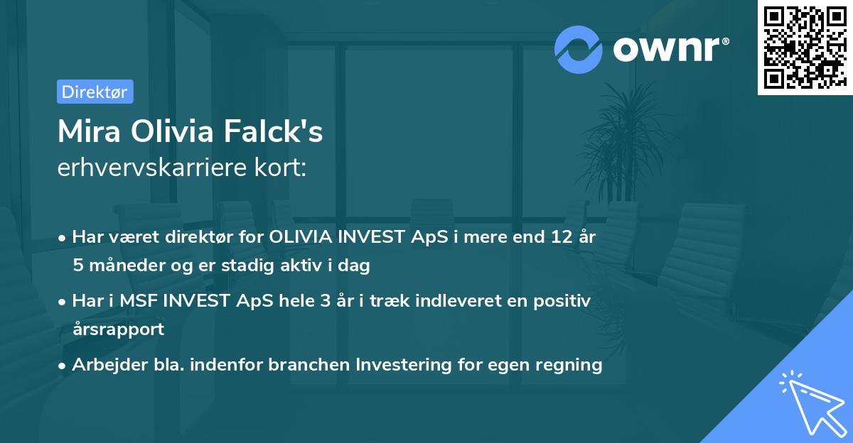 Mira Olivia Falck's erhvervskarriere kort