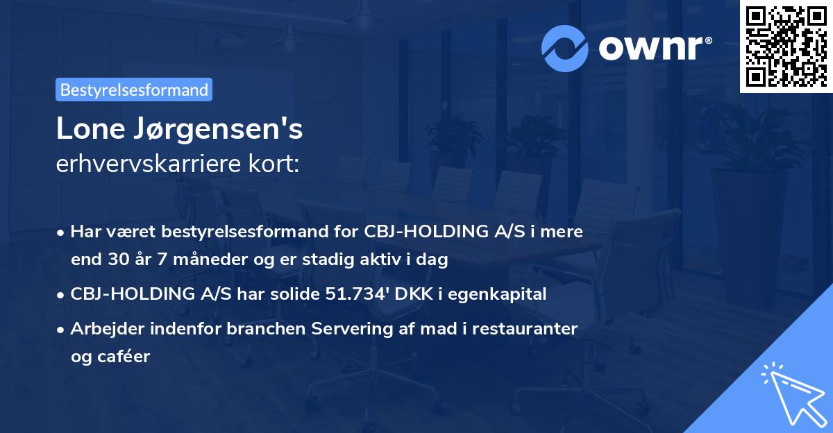 Lone Jørgensen's erhvervskarriere kort