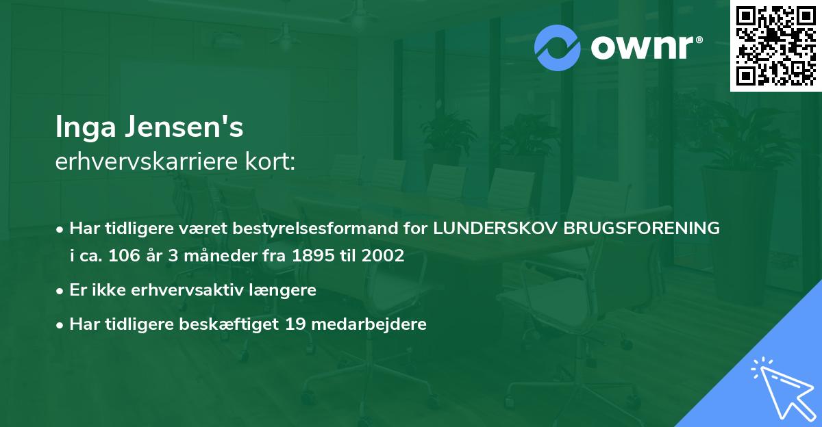 Inga Jensen's erhvervskarriere kort