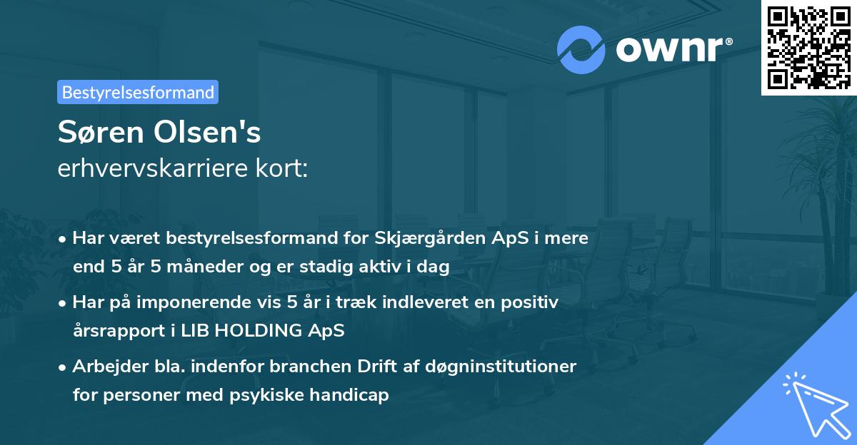 Søren Olsen's erhvervskarriere kort