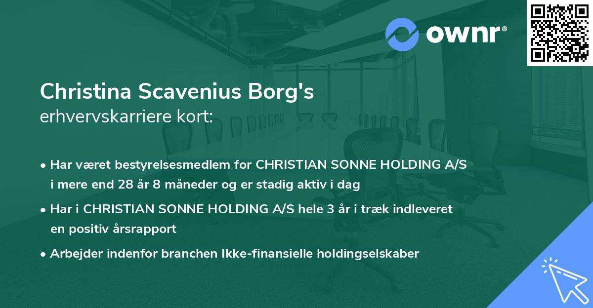 Christina Scavenius Borg's erhvervskarriere kort