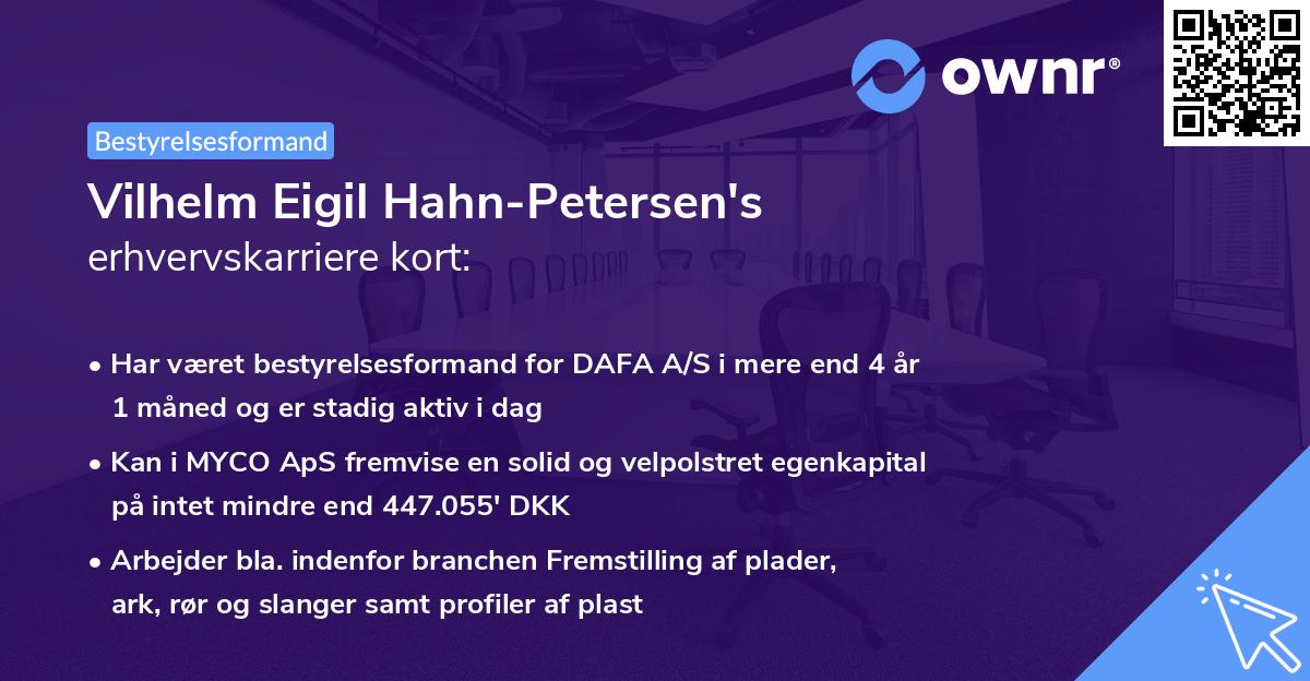 Vilhelm Eigil Hahn-Petersen's erhvervskarriere kort