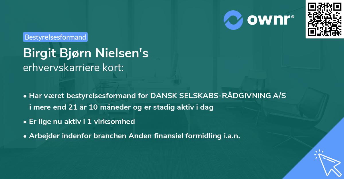 Birgit Bjørn Nielsen's erhvervskarriere kort