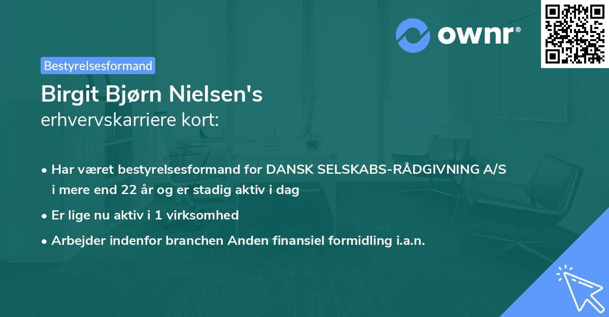 Birgit Bjørn Nielsen's erhvervskarriere kort