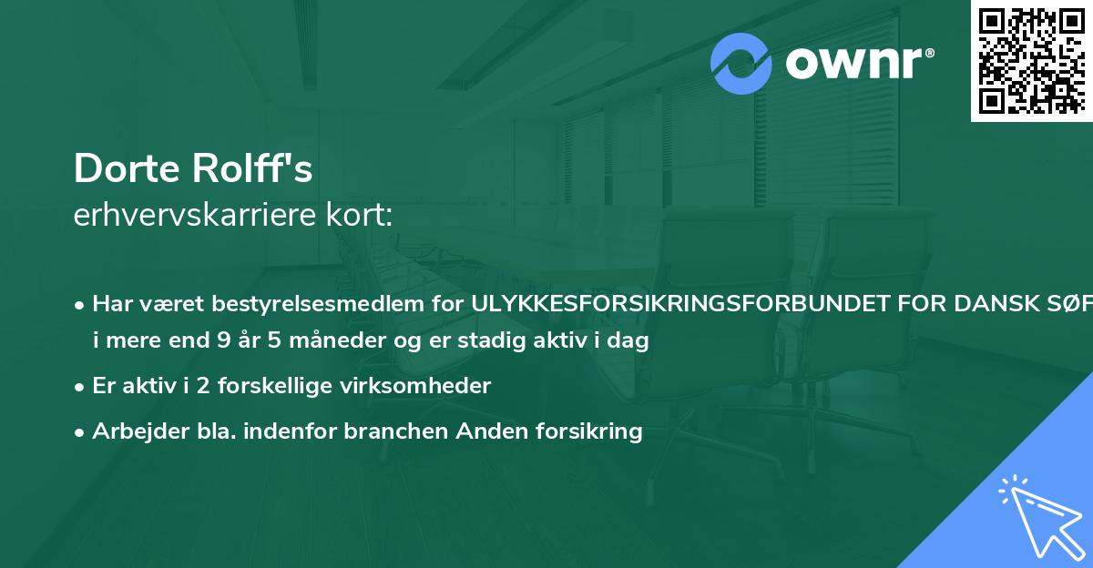 Dorte Rolff's erhvervskarriere kort