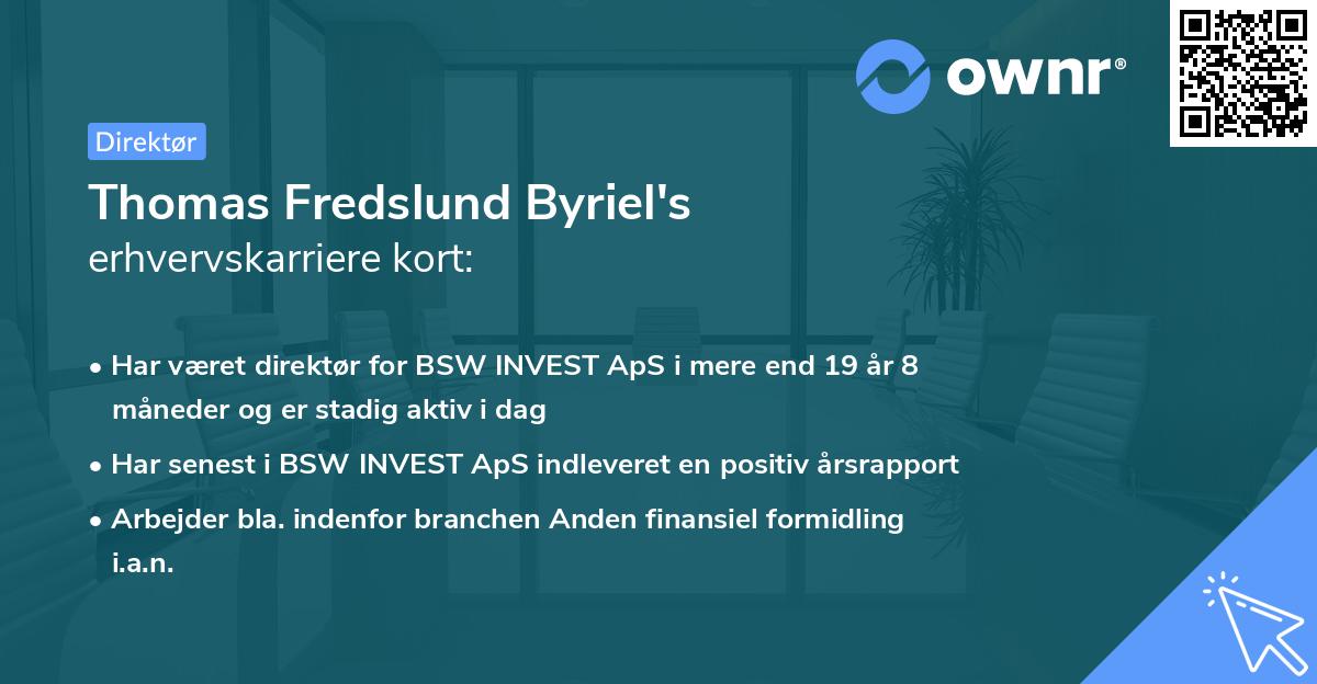 Thomas Fredslund Byriel's erhvervskarriere kort