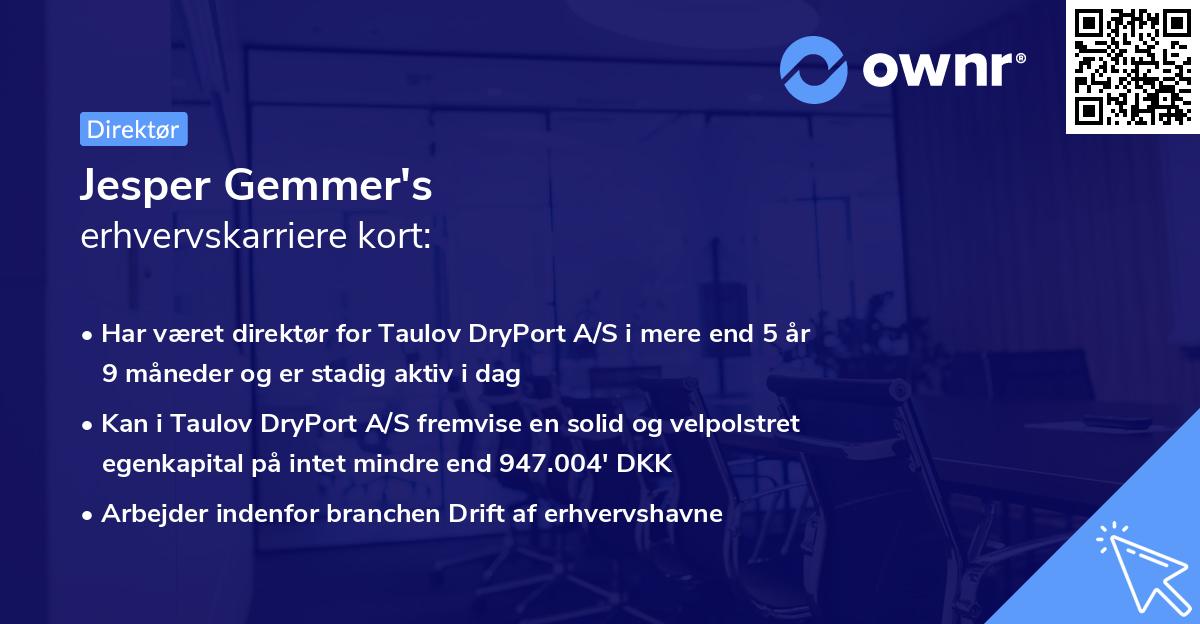Jesper Gemmer's erhvervskarriere kort