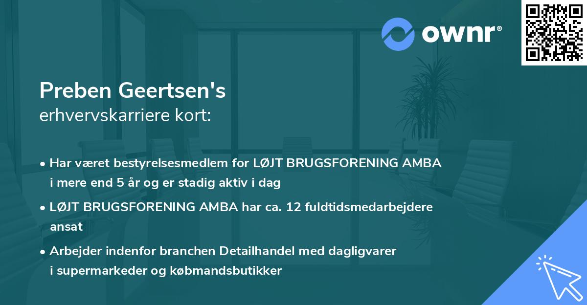 Preben Geertsen's erhvervskarriere kort