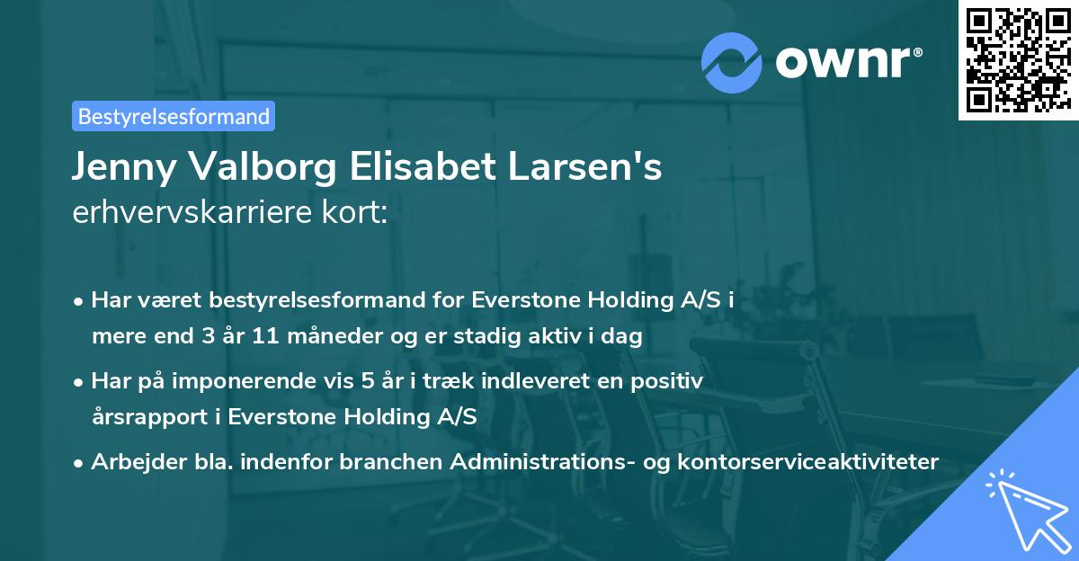 Jenny Valborg Elisabet Larsen's erhvervskarriere kort