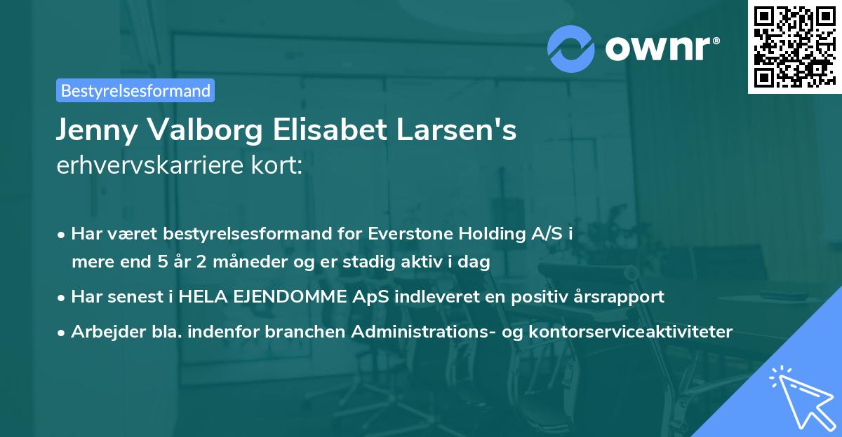 Jenny Valborg Elisabet Larsen's erhvervskarriere kort