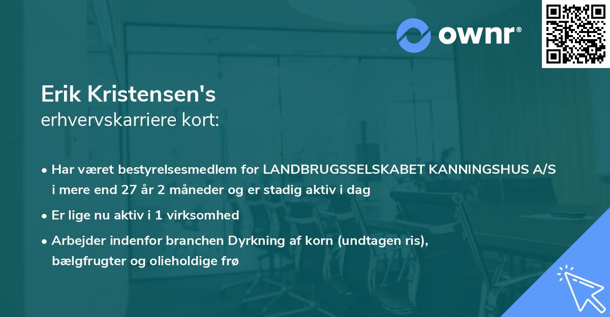Erik Kristensen's erhvervskarriere kort