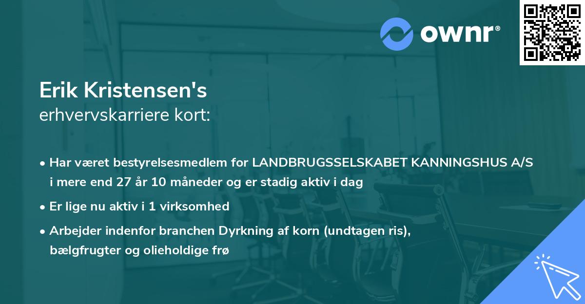 Erik Kristensen's erhvervskarriere kort