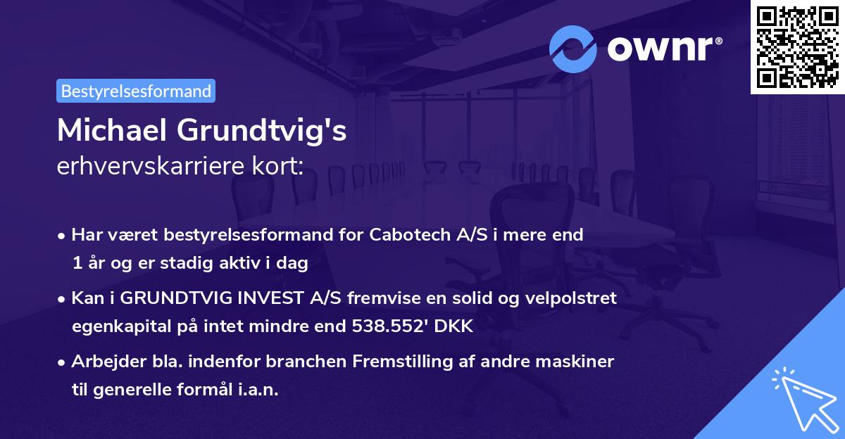 Michael Grundtvig's erhvervskarriere kort