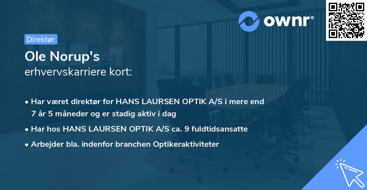 Ole Norup's erhvervskarriere kort