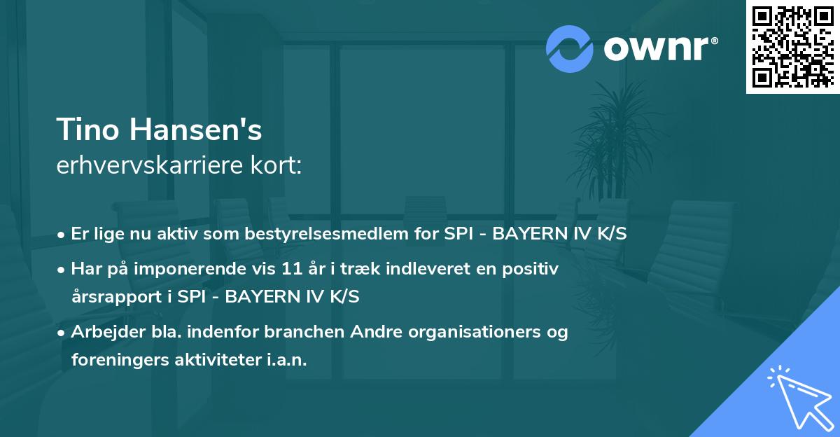Tino Hansen's erhvervskarriere kort