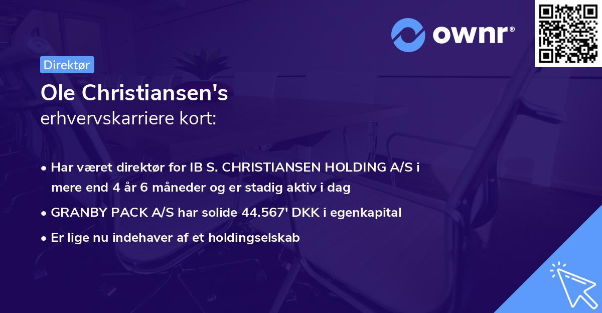 Ole Christiansen's erhvervskarriere kort