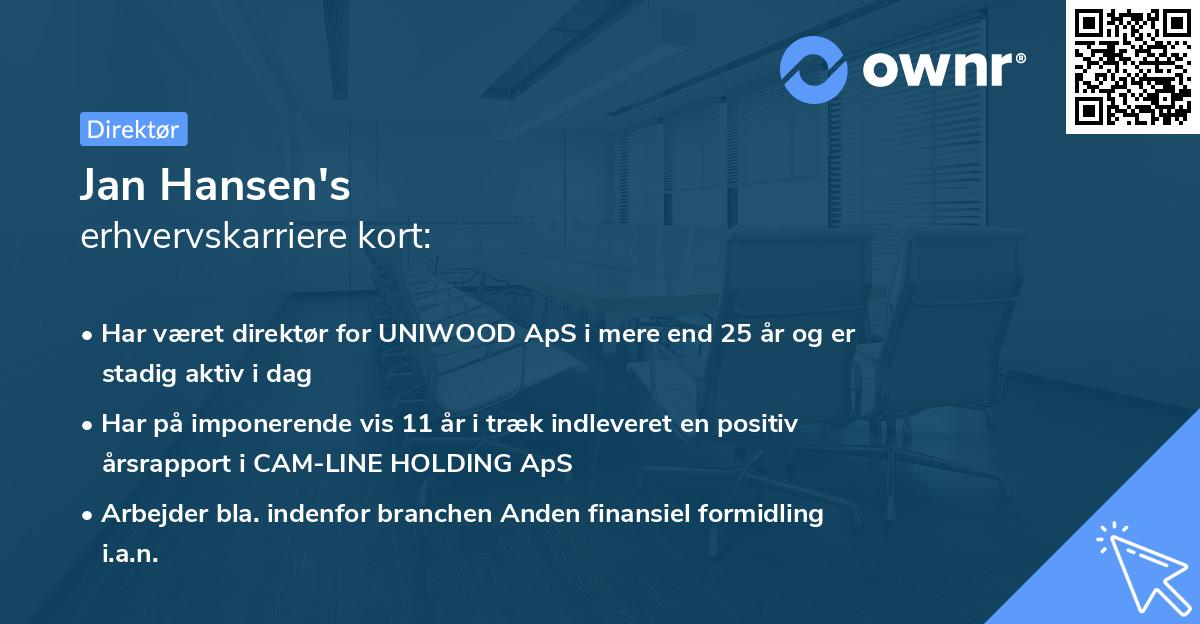 Jan Hansen's erhvervskarriere kort