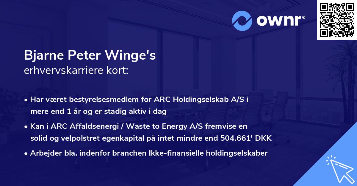 Bjarne Peter Winge's erhvervskarriere kort