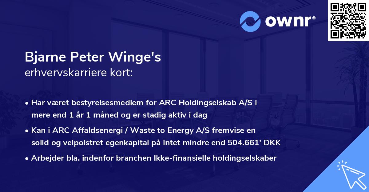 Bjarne Peter Winge's erhvervskarriere kort