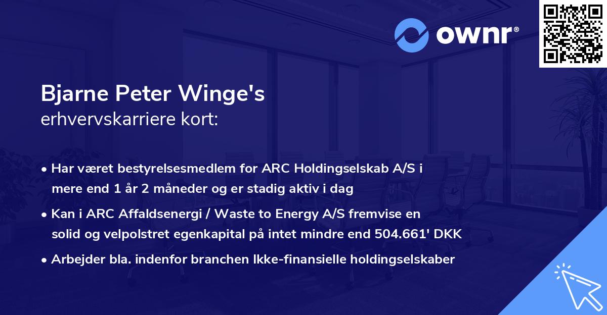 Bjarne Peter Winge's erhvervskarriere kort