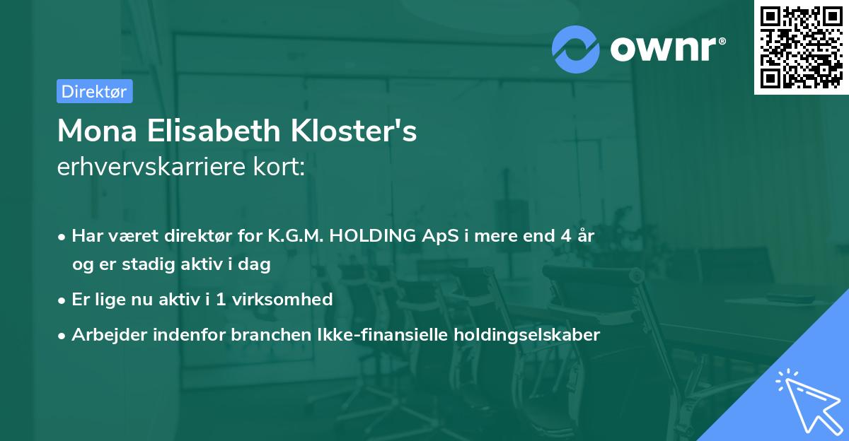 Mona Elisabeth Kloster's erhvervskarriere kort