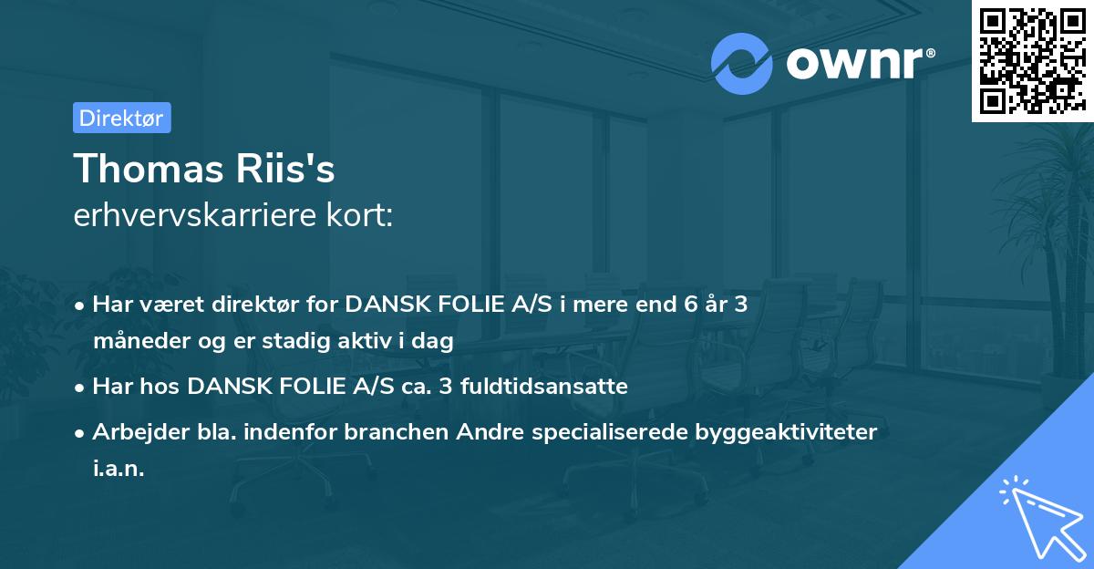 Thomas Riis's erhvervskarriere kort