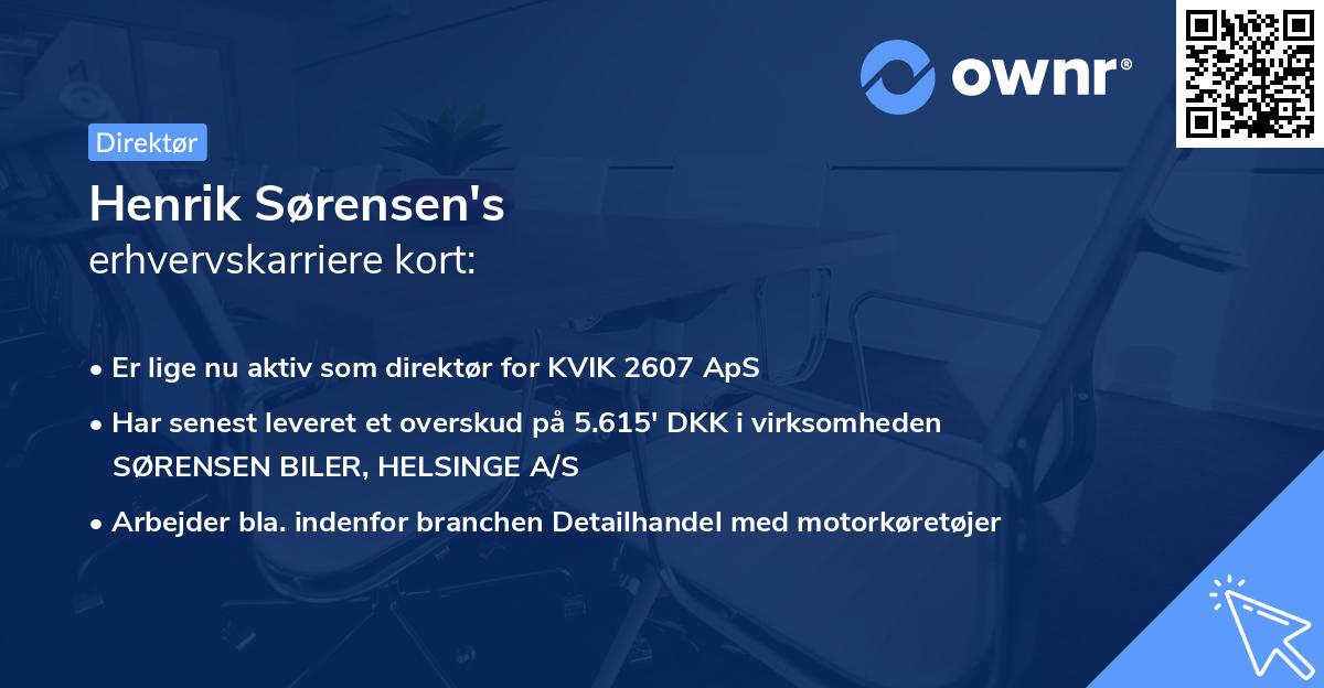Henrik Sørensen's erhvervskarriere kort