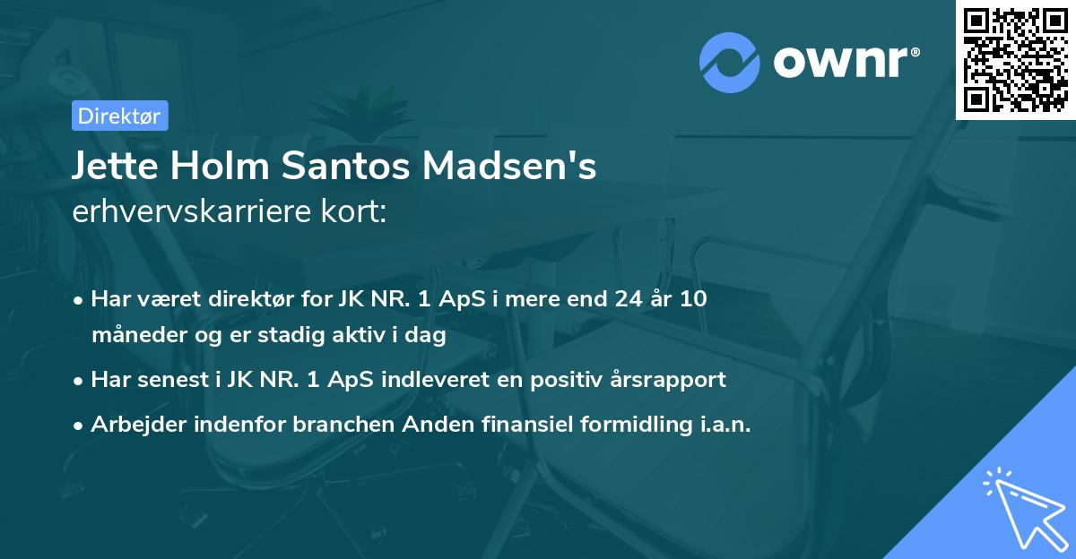 Jette Holm Santos Madsen's erhvervskarriere kort