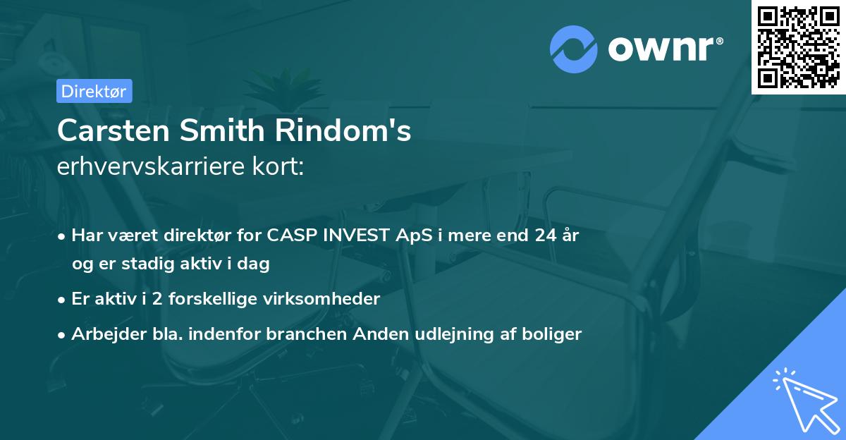 Carsten Smith Rindom's erhvervskarriere kort