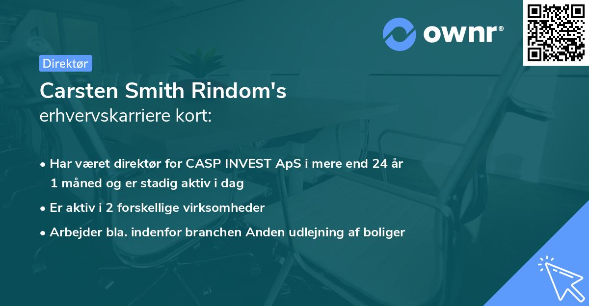 Carsten Smith Rindom's erhvervskarriere kort