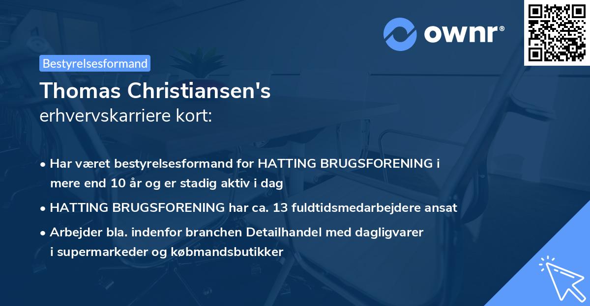 Thomas Christiansen's erhvervskarriere kort
