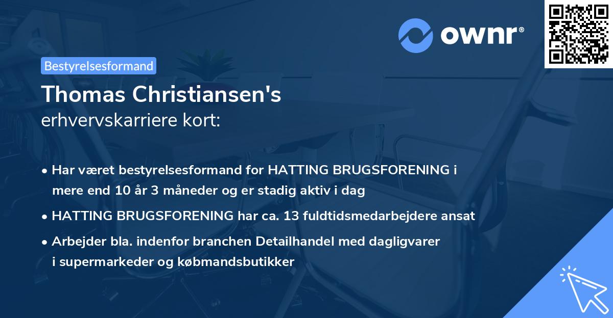 Thomas Christiansen's erhvervskarriere kort