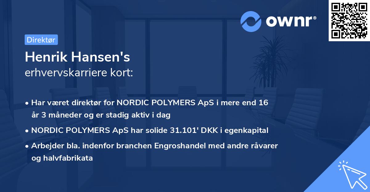 Henrik Hansen's erhvervskarriere kort