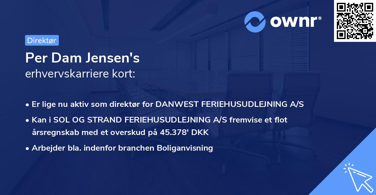 Per Dam Jensen's erhvervskarriere kort