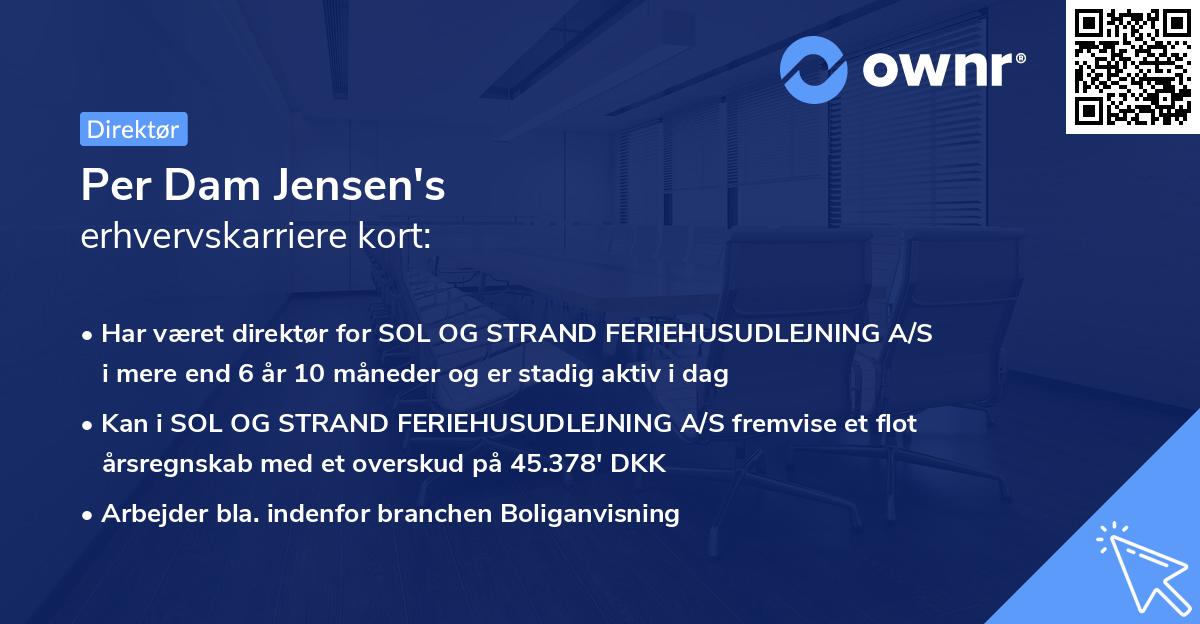 Per Dam Jensen's erhvervskarriere kort