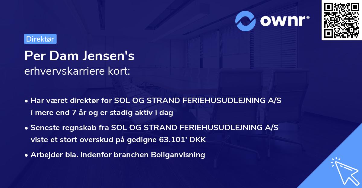 Per Dam Jensen's erhvervskarriere kort