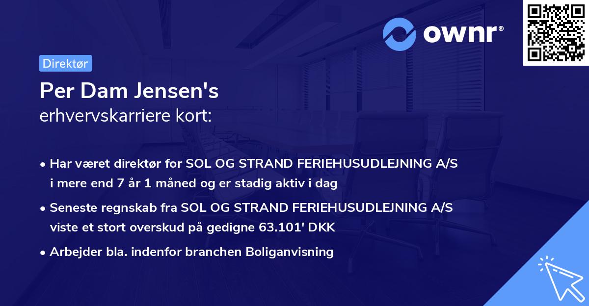 Per Dam Jensen's erhvervskarriere kort