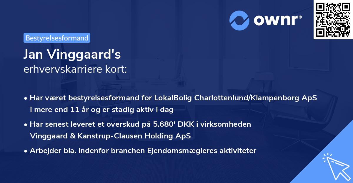 Jan Vinggaard's erhvervskarriere kort