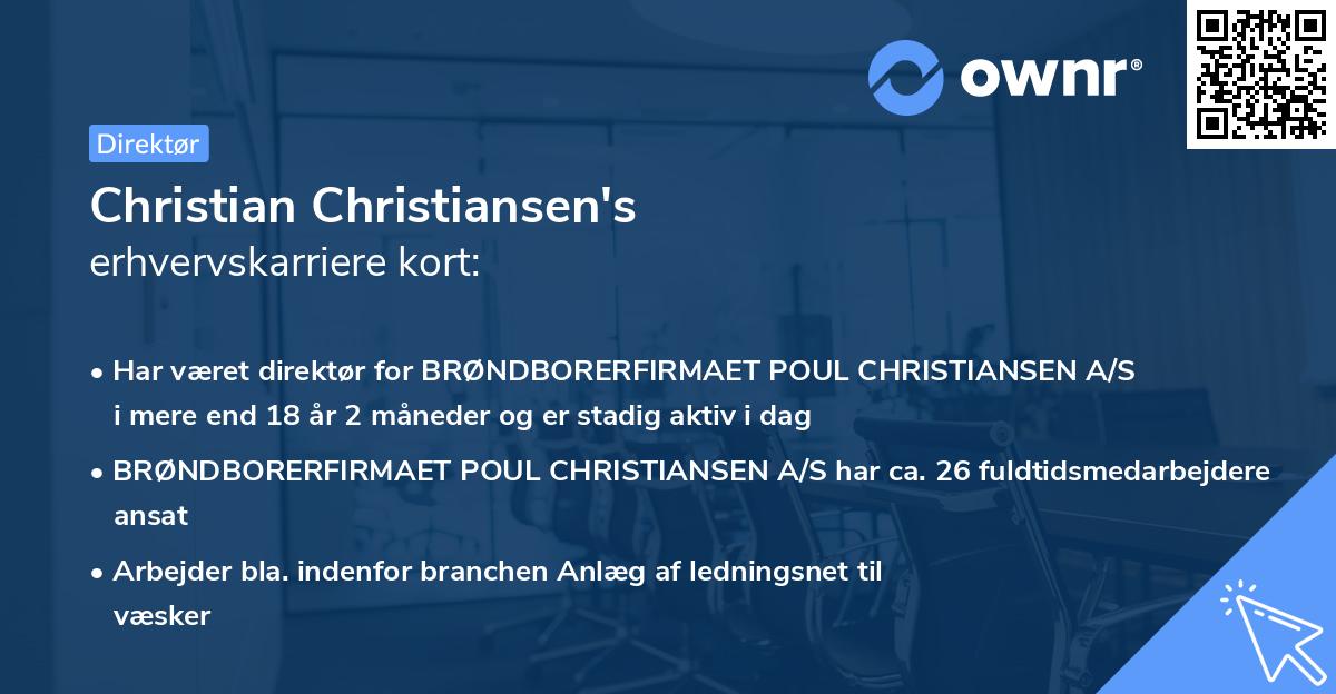 Christian Christiansen's erhvervskarriere kort