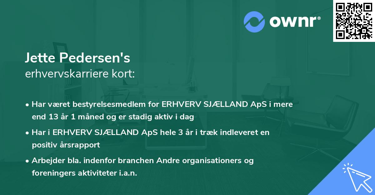 Jette Pedersen's erhvervskarriere kort