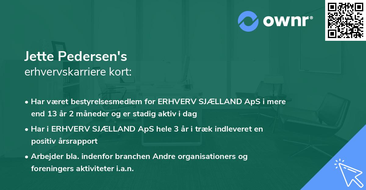 Jette Pedersen's erhvervskarriere kort