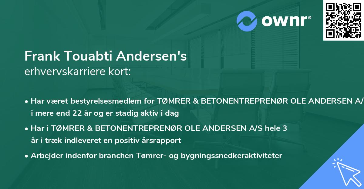 Frank Touabti Andersen's erhvervskarriere kort